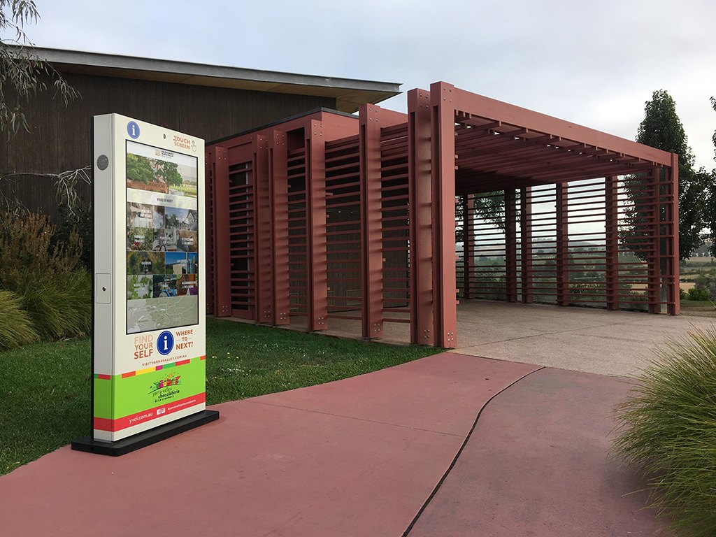 A digital kiosk outside the Yarra Valley Chocolaterie