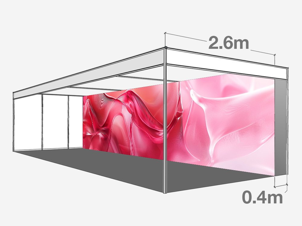A compact LED video wall built into an expo stand