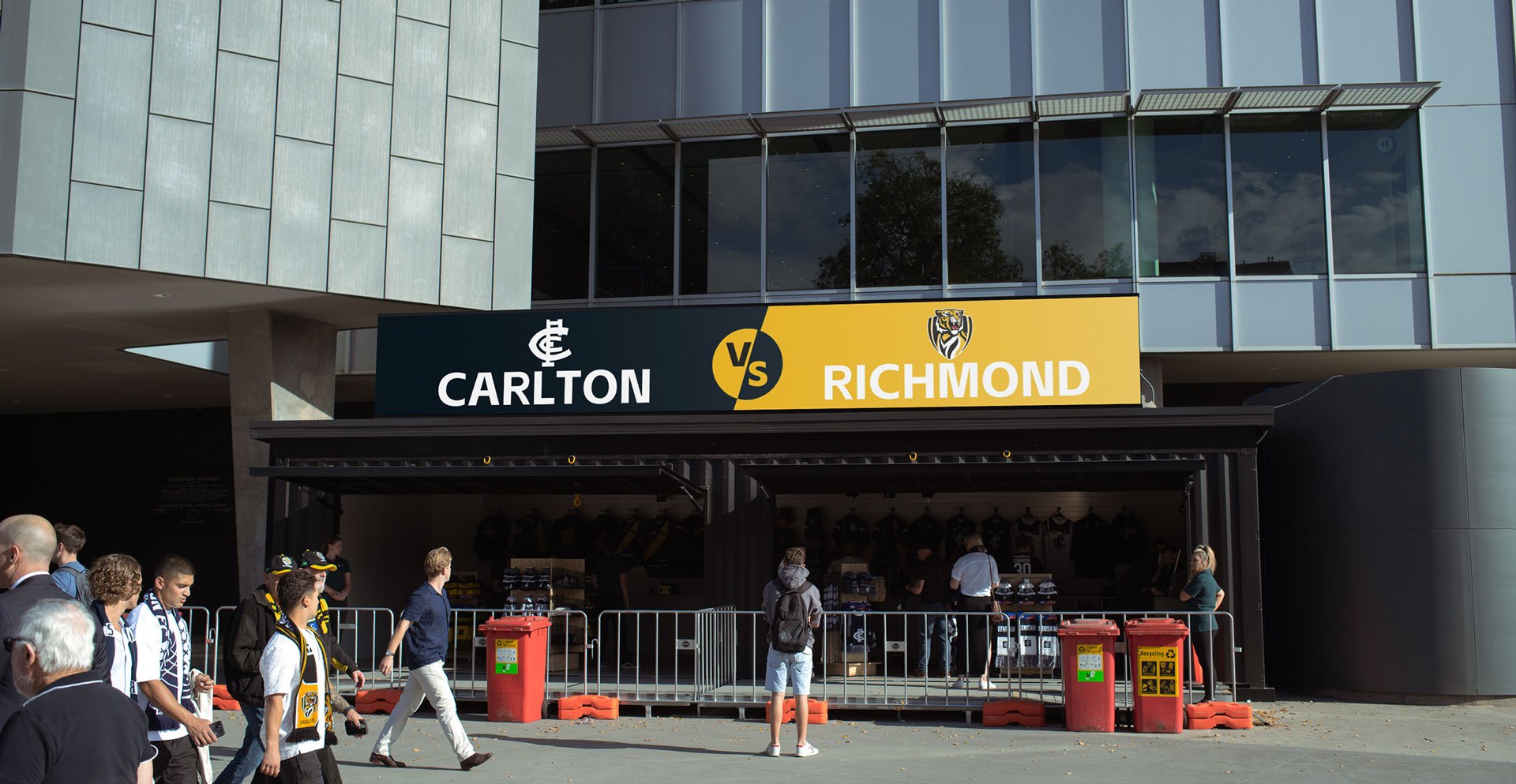 A large outdoor LED billboard at the MCG