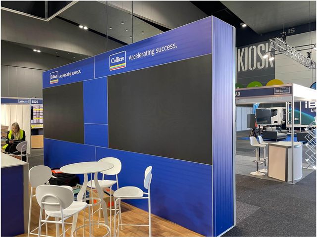 LED video wall incorporated into expo pop up display