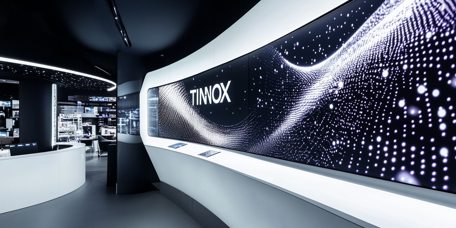 A shaped LED display integrated into a designed retail interior