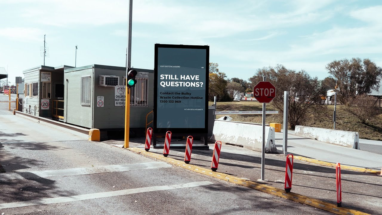 TINNOX outdoor digital kiosk at a waste transfer station