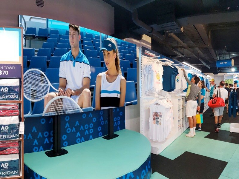 LED video wall in the Australian Open shop