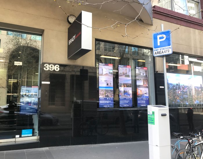 LED signage at Brady Residential exterior, Melbourne