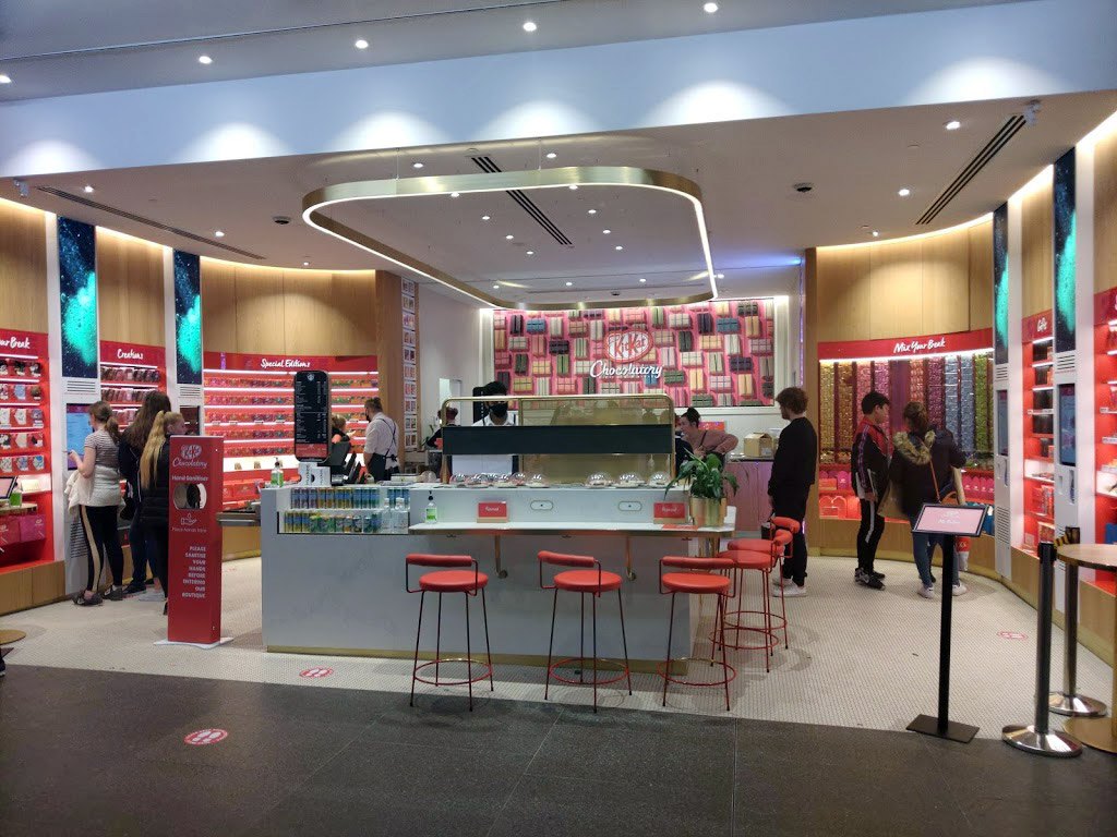 LED displays inside the KitKat Chocolatory, Sydney