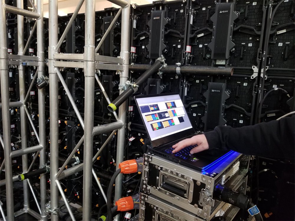 On-site technical support for a hired expo video wall