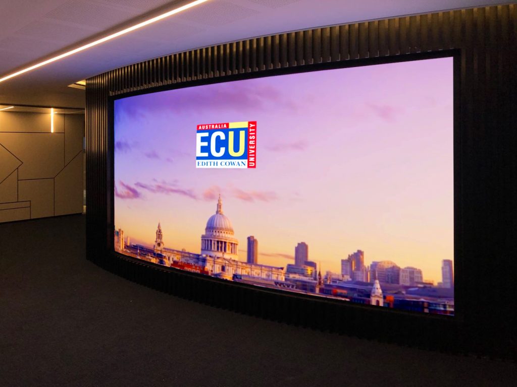 Large Video Wall display inside Edith Cowen University Perth