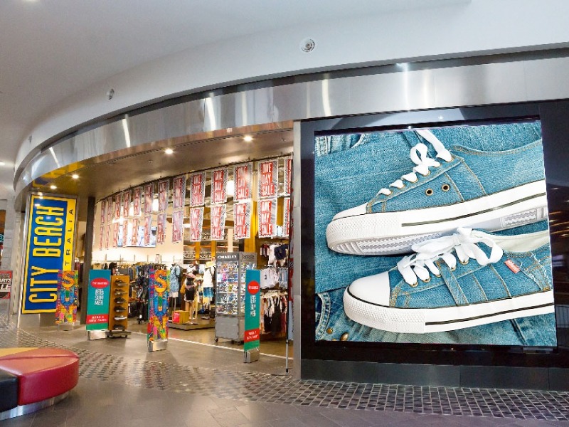 City Beach Newcastle LED video wall inside shopping centre