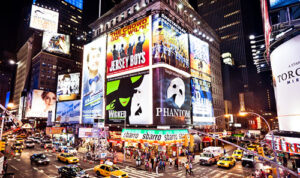 Large LED digital signage displays on buildings at times square